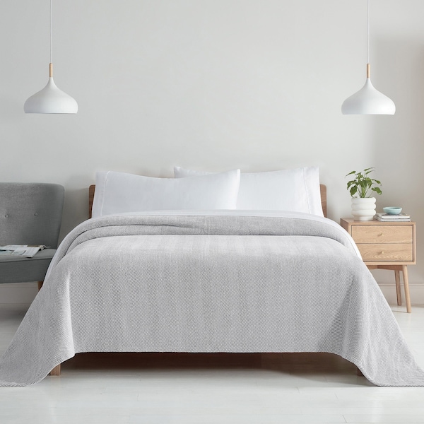 Monarch Brands Aston & Arden Chenille Blanket - Queen, Light Grey P-BLT-CHN-QN-LG - main